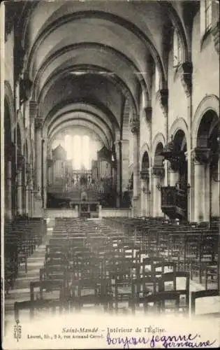 Ak Saint Mandé Val de Marne, Kirche, Innenansicht