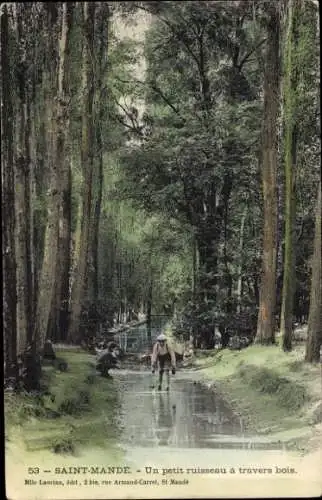 Ak Saint Mandé Val de Marne, Un petit ruisseau a travers bois