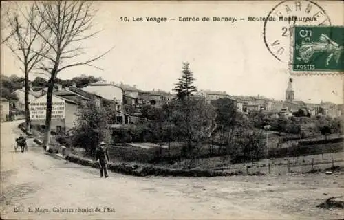 Ak Darney Vosges, Einblick in  ländliche Szene, Häuser, Straße, Bäume, Poststempel sichtbar