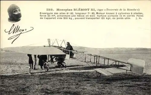 Ak Monoplan Blériot 11, Flugpionier