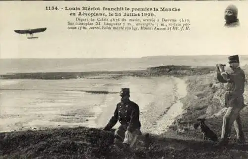 CPA Louis Blériot franchit le premier la Manche en Aéroplane, le 25 Juillet 1909