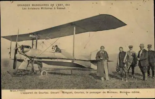 CPA Grandes manœuvres de l'Est de 1911, Aviateurs Militaires à Vesoul, L'appareil de Gourlez