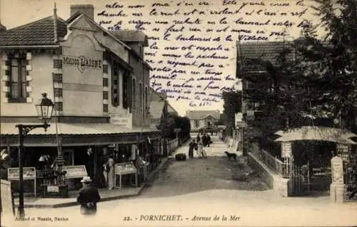 Ak Pornichet Loire Atlantique, Haus Maison Baisne, Avenue de la Mer, Straße, Hunde, Menschen