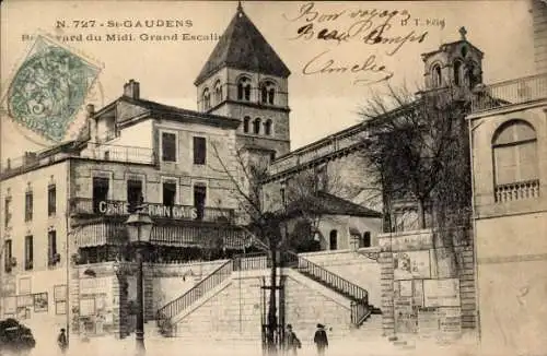 Ak Saint Gaudens Haute Garonne, Boulevard du Midi, große Treppe
