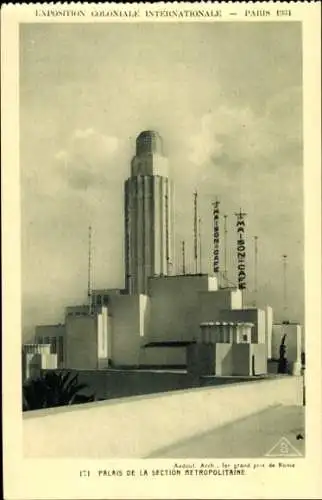 Ak Paris, Expo Coloniale, Weltausstellung 1931, Section Métropolitaine