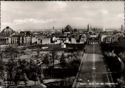 Ak Berlin Tiergarten, Aussicht von der Siegessäule, Brandenburger Tor, Reichstagsgebäude