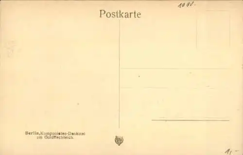 Ak Berlin Tiergarten, Komponisten-Denkmal am Goldfischteich