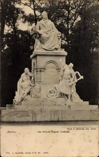 Ak Berlin Tiergarten, Richard Wagner Denkmal, Statue, Prof. G. Eberlein