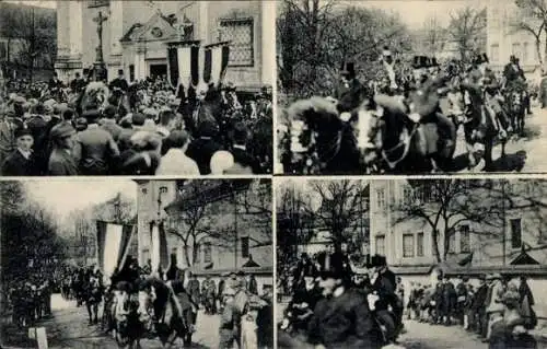 Ak Panschwitz Kuckau Oberlausitz, Kloster St. Marienstern, Osterreiten,  Pferde, Menschenmenge, F
