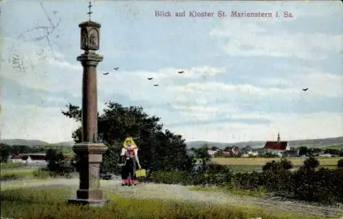 Ak Panschwitz Kuckau Oberlausitz, Kloster St. Marienstern, Blick auf Kloster St. Marienstern, Uhr