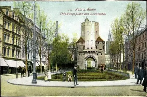 Ak Köln am Rhein, Chlodwigplatz m. Severintor