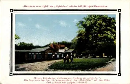Passepartout Ak Eutin Ostholstein, Ukleisee, Gasthaus zum Uglei, Inh. August Holzbach, Rieseneiche 