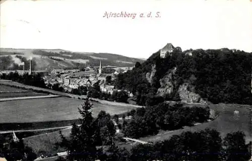 Ak Hirschberg an der Saale, Hirschberg a. d. S., Fabriken, Landschaft, Fluss