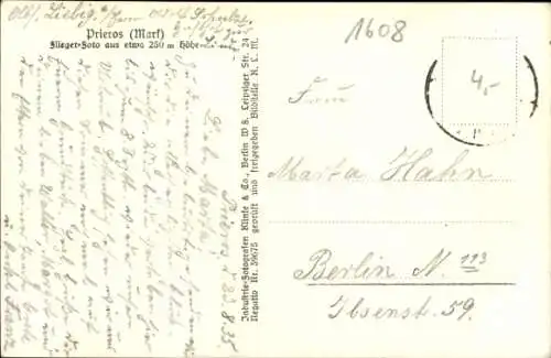 Ak Prieros Heidesee in der Mark, Fliegeraufnahme, Klinke 11679