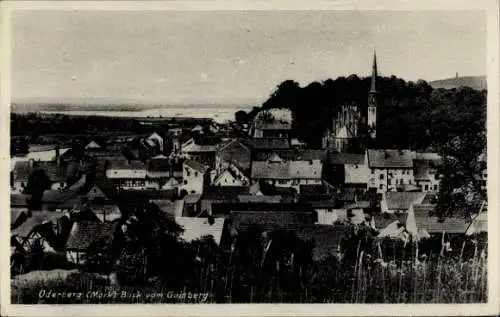 Ak Oderberg in der Mark, Blick vom Gaisberg, Häuseransicht, Fluss im Hintergrund