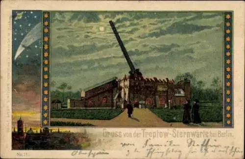 Litho Berlin Treptow, Sternwarte, Mondschein