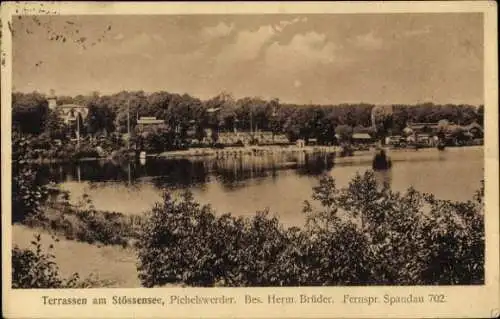 Ak Berlin Spandau Wilhelmstadt Pichelswerder, Terrassen am Stössensee,  Bes. Herm. Brüder