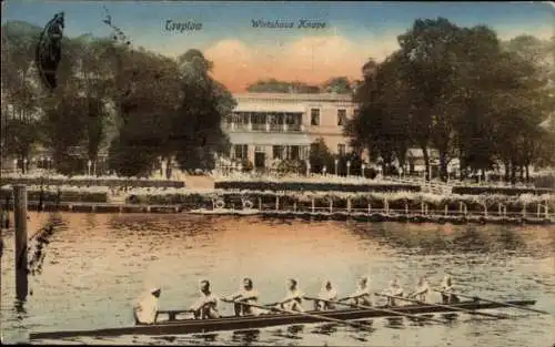 Ak Berlin Treptow, Wirtshaus Knape, Ruderboot