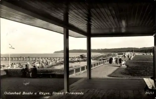Ak Ostseebad Baabe auf Rügen, Strandpromenade, Ostseebad Baabe, Blick auf den Strand, Bäume, Besu