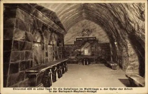 Ak Staßfurt Sachsen Anhalt, Ehrenmal 406 m unter Tage für die Gefallenen im Weltkrieg