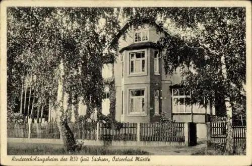 Ak Ostseebad Müritz Graal-Müritz, Kinderecholingsheim, Bauwerk, Aussicht, Bäume, Zaun