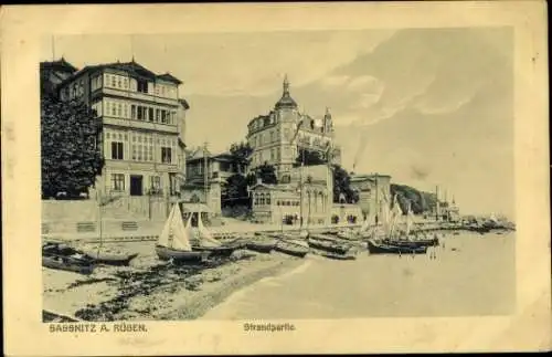 Ak Sassnitz auf Rügen, Straßenpartie, Boote