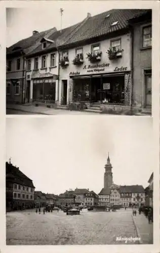 Foto Ak Bad Königshofen im Grabfeld Unterfranken, Marktplatz, Kirche, Geschäft A. Rambacher
