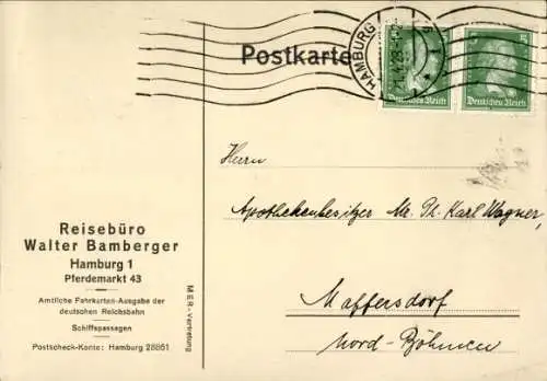 Ak Hamburg Mitte Altstadt, Reisebüro Walter Bamberger, Pferdemarkt 43