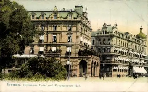 Ak Schnoor Bremen, Hillmanns Hotel, Europäischer Hof,  Architektur