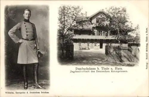 Ak Thale im Harz, Dambachhaus, Jagdaufenthalt Kronprinz Wilhelm von Preußen