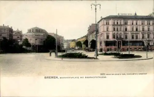 Ak Hansestadt Bremen, Bahnhofplatz, Bahnhofstraße, Central Hotel,  Architektur, Stadtansicht