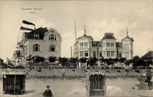 Ak Ostseebad Bansin auf Usedom, Seebad  Villen, Strandkörbe, Gebäude