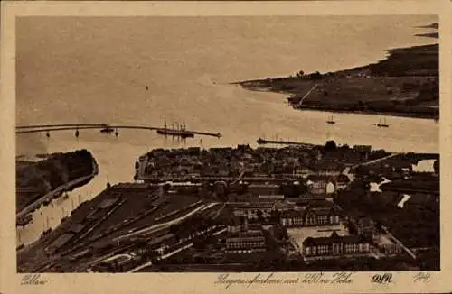 Ak Baltijsk Pillau Ostpreußen, Fliegeraufnahme, Hafen