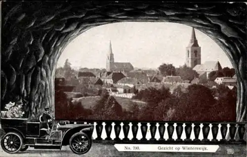 Ak Winterswijk Gelderland Niederlande, Panoramablick auf  Auto,  Kirche