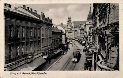 Ak Linz in Oberösterreich, Pöstlingberg, Schwarz-Weiß-Foto, Straßenansicht, Tram,  Gebäude