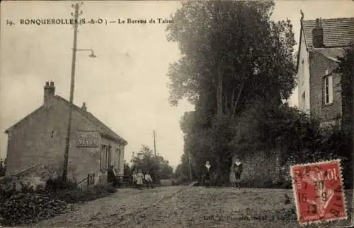 Ak Ronquerolles Val d’Oise, Le Bureau de Tabac, Straßenansicht, Personen, Gebäude