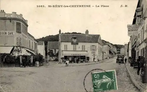 CPA Saint Rémy les Chevreuse Yvelines, Place, Café