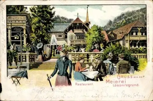 Ak Lößnitz Ergebirge,Restaurant Meierei Lössnitzgrund