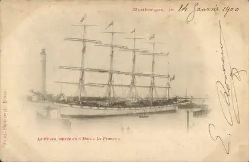 Ak Dunkerque Dünkirchen Nord, Segelschiff, 5 Mats La France