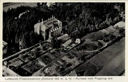 Ak Friedrichsbrunn Thale im Harz, Kurhaus, Fliegeraufnahme