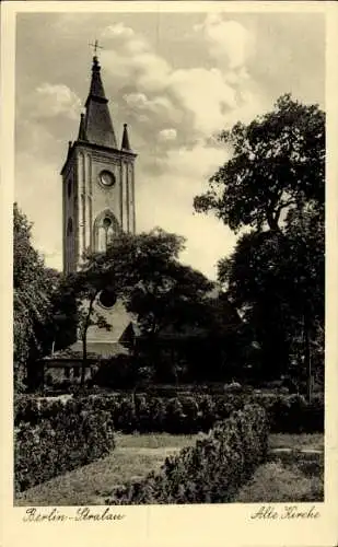 Ak Berlin Friedrichshain Stralau, alte Kirche