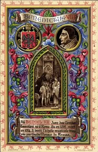 Wappen Ak Papst Benedikt VIII., Portrait