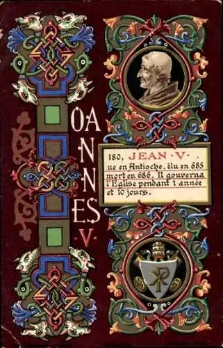 Litho Papst Johannes V., Portrait, Wappen