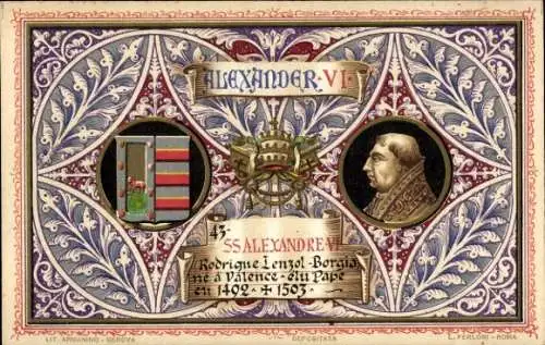Litho Papst Alexander VI, Rodrigue Lenzol Borgia