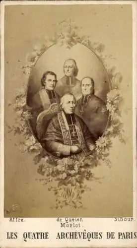 CdV Les Quatre Archeveques de Paris, Morlot, Sibour, De Quelen, Attre