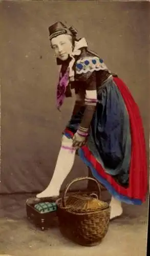 CdV Bauerntracht aus Hannover, Frau, Strümpfe