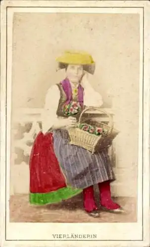 CdV Vierländerin in Tracht, Fotograf Julius Hahn, Hamburg