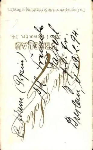 CdV Portrait eines Mannes, Zwicker, Fliege, C. Adam, 1894