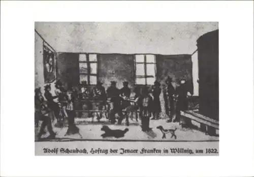 Studentika Ak Adolf Schaubach, Hoftag der Jenaer Franken in Wöllnitz, um 1822