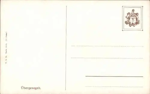 Künstler Ak Übergesegelt, Dampfer fährt gegen Segelboot